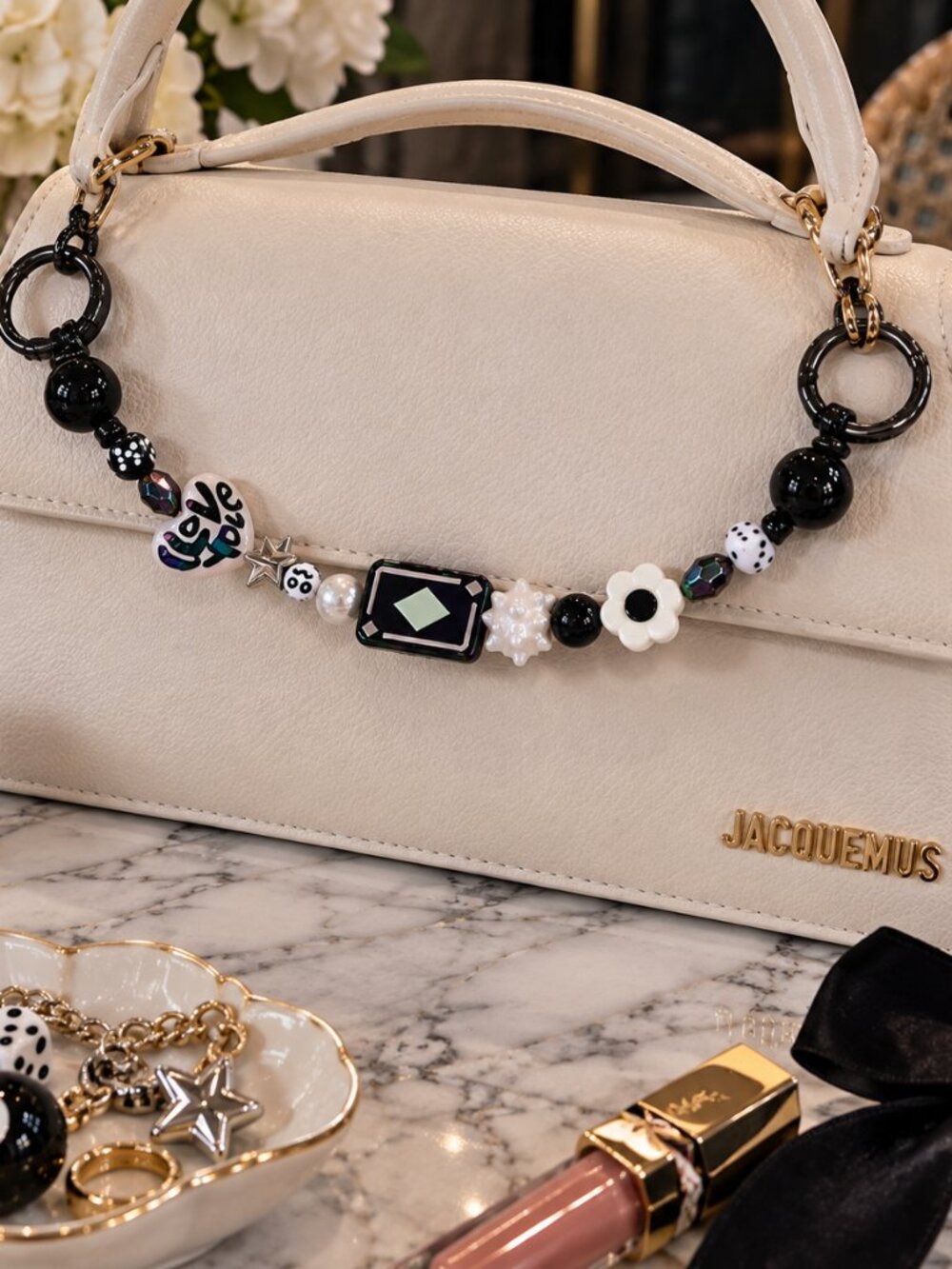 Black and White Bag Charm